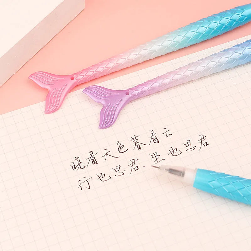 Cartoon mermaid themed pen with 0.38mm fine writing tip and plastic shell
