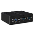 Industrial fanless mini host computer with quad-core processor, dual network ports, 13.6cm compact metal chassis for embedded control systems