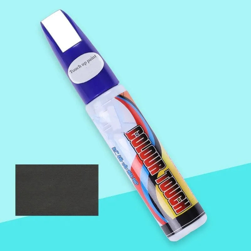 Automotive scratch repair kit with paint pen, wax, sponge, and sandpaper for car touch-ups