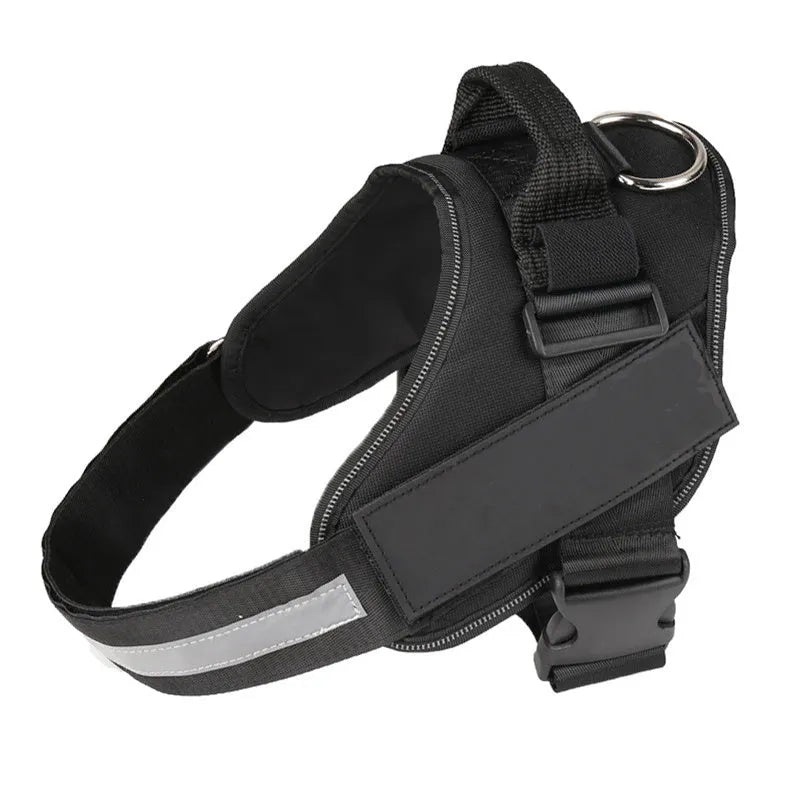 Reflective adjustable no-pull dog harness with chest strap and handle on a dog