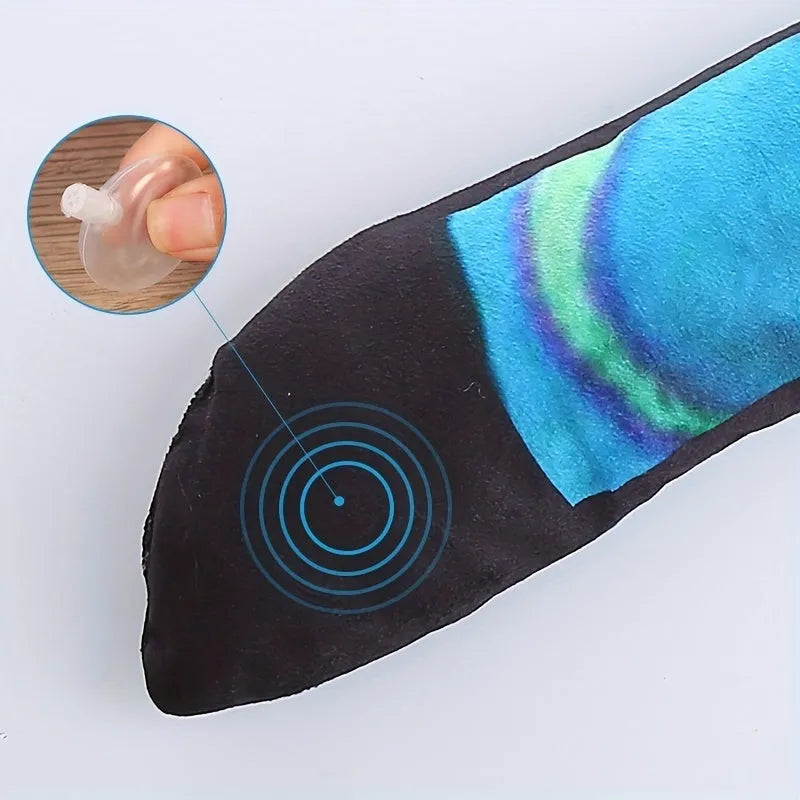 Multicolour striped print snake-shaped plush dog squeaky toy for interactive chew play