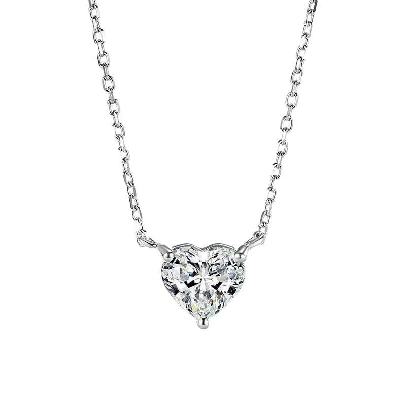 Silver-coloured copper love heart pendant necklace for women on a 16-inch chain.