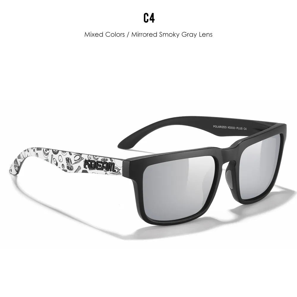 Polarized square sunglasses with TAC lens and PC frame in multiple colour options for outdoor use