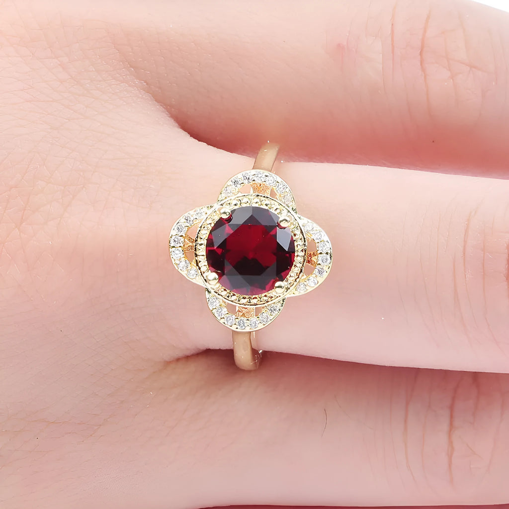 Copper fruit-shaped ring with zircon stones in electroplated finish, sizes 7, 8 and 9