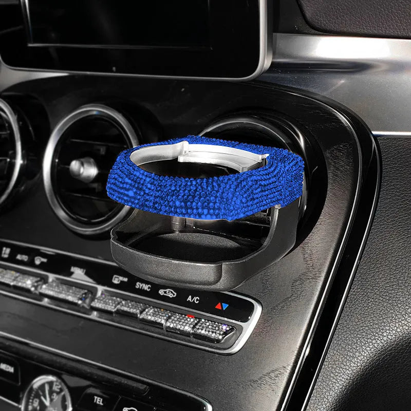 Diamond decorated car air vent mounted cup holder in choice of seven colours