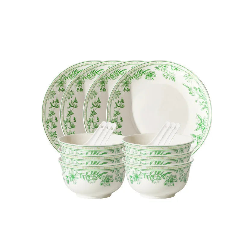 16-piece porcelain tableware set with glazed colour map design includes bowls spoons and plates
