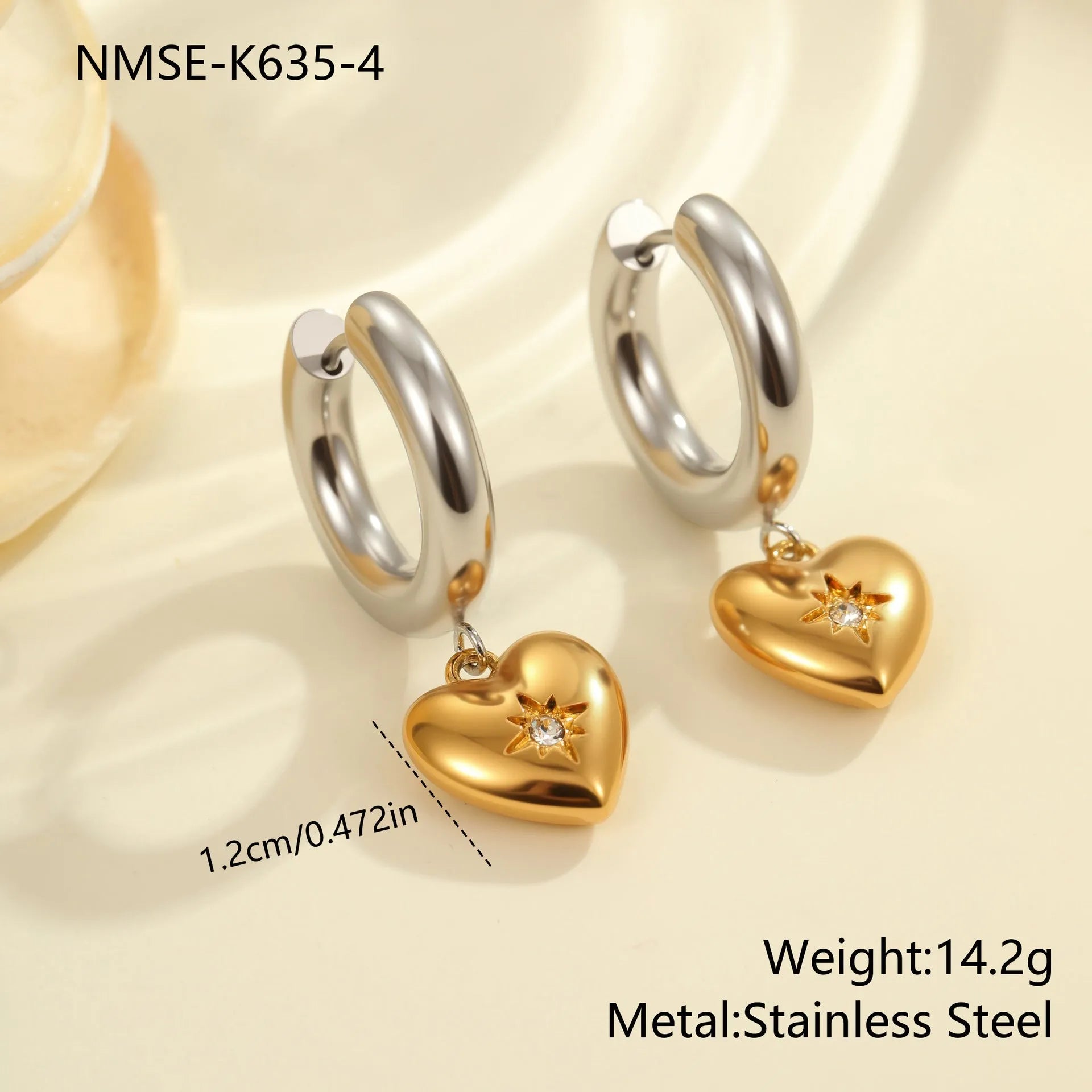 Gold plated stainless steel Christmas tree and heart shape earrings for women with star and geometric design options