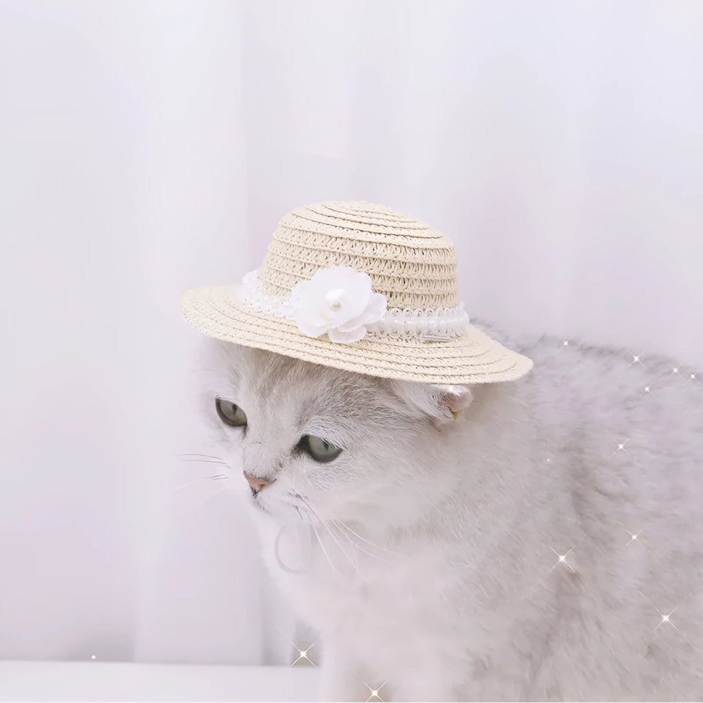 Handmade adjustable bowknot pet hat for dogs and cats in cartoon style with three size options