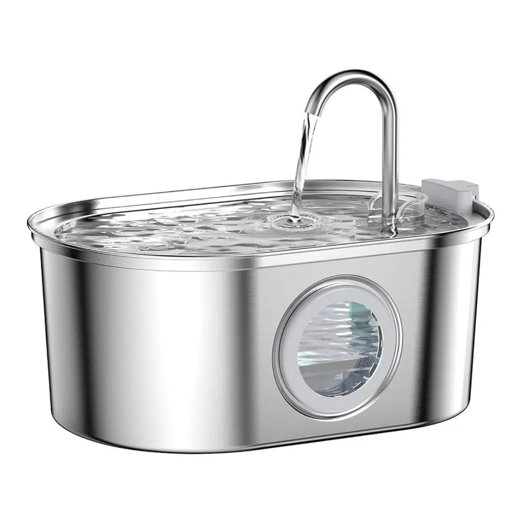 All stainless steel pet water dispenser round runway type large capacity for cats and dogs