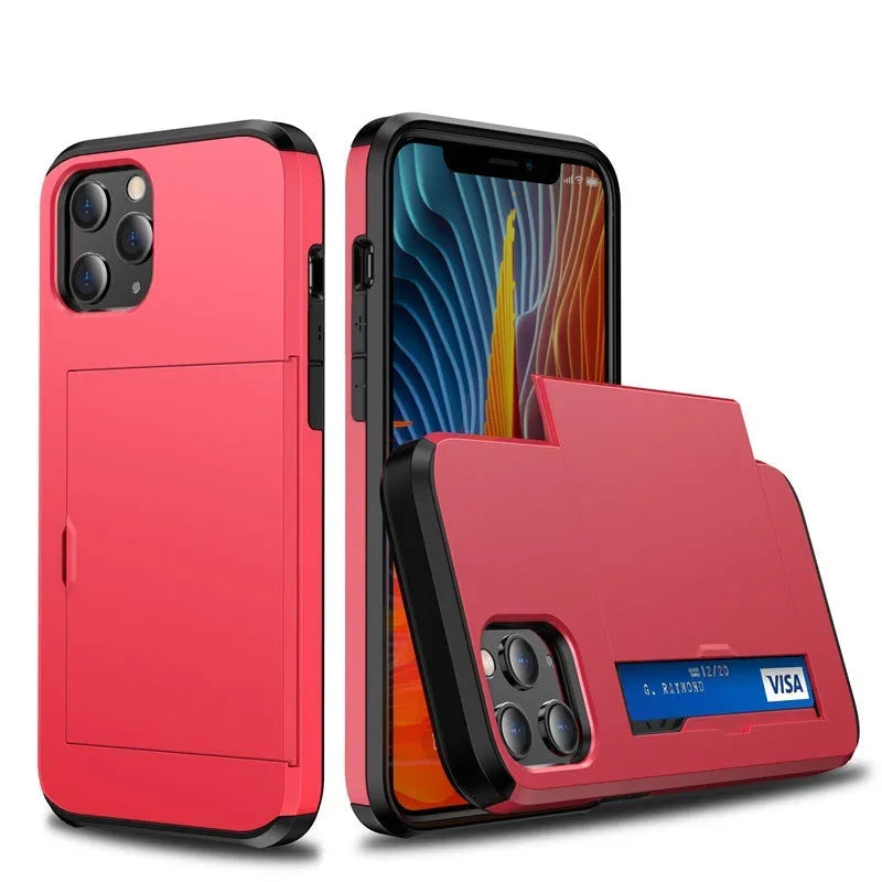 iPhone mobile phone case with sliding card cover in multiple colour options