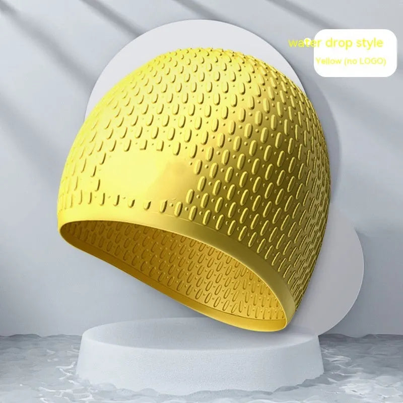 Fashion silicone water drop swimming cap for adults in multiple colour options including Tiffany Blue and Matcha Green