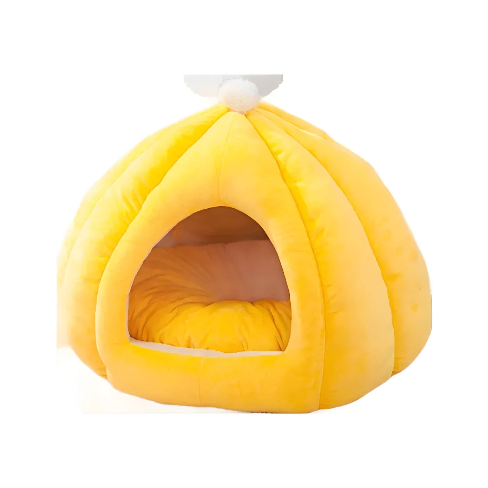 Cat litter winter warm closed pumpkin kennel with high elastic PP cotton in orange colour size L