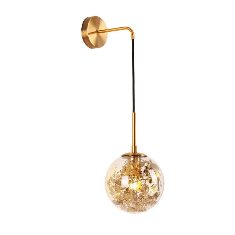 Glass bedside wall lamp in golden flower or silver flower finish, 15cm or 20cm size