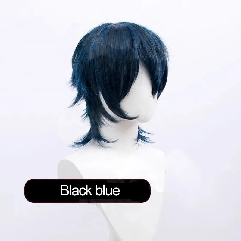 Men's short hairstyle cosplay wig in high-temperature fibre with anti-curling mechanism