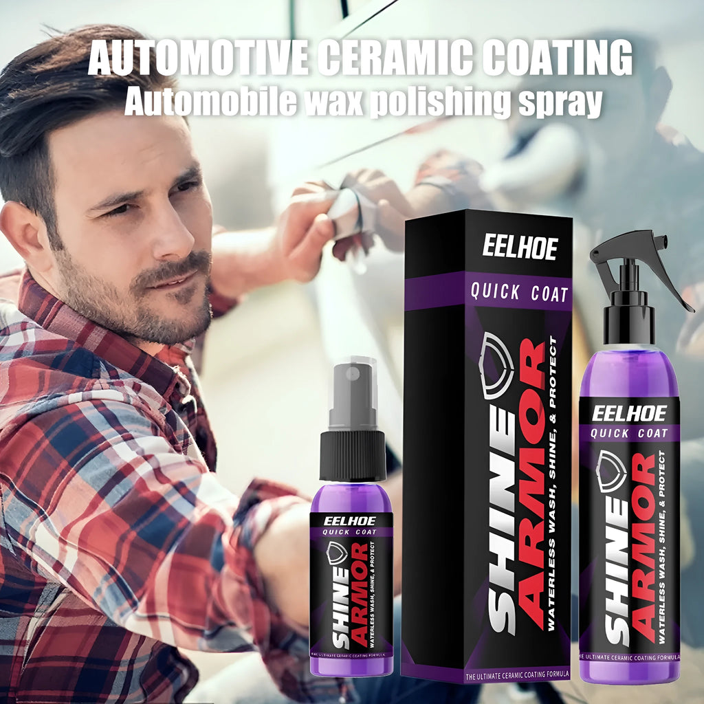 Purple car nano coating spray bottle in 30ml and 100ml sizes for exterior maintenance.
