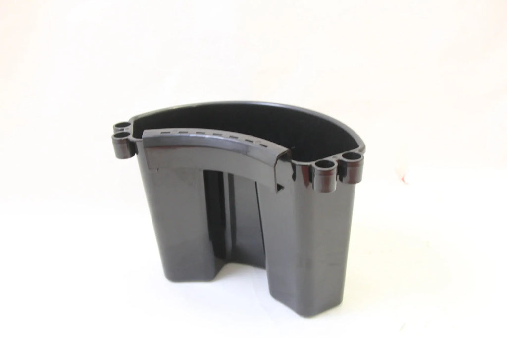 PP plastic car washing bucket shown in available colours: black, red, blue, and pink.