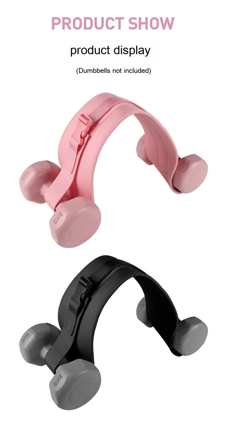 Black hip thrust resistance belt with dumbbell attachment for weight training