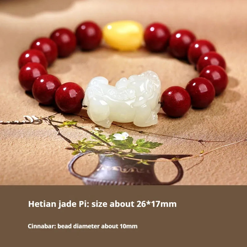 Hetian jade bracelet with braided rope closure in traditional Chinese style