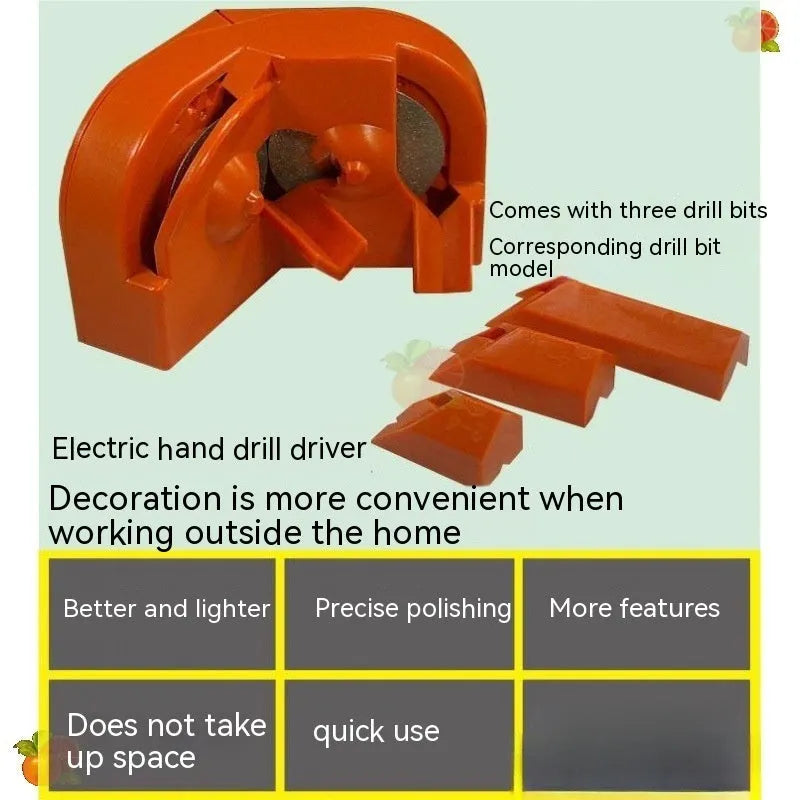 Portable manual grinding sander tool with orange and black irregular grinding wheels