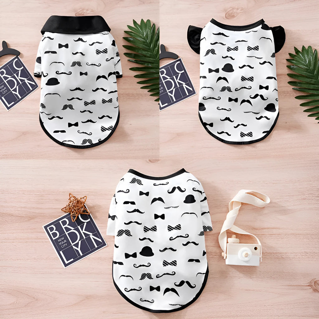 White polyester pet coat from Gentleman Beard for dogs, sizes S to XXL