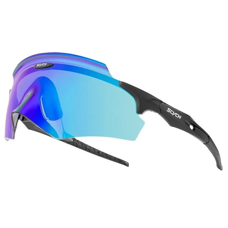 Frameless athletic windproof glasses with colourful integrated lens in sports design