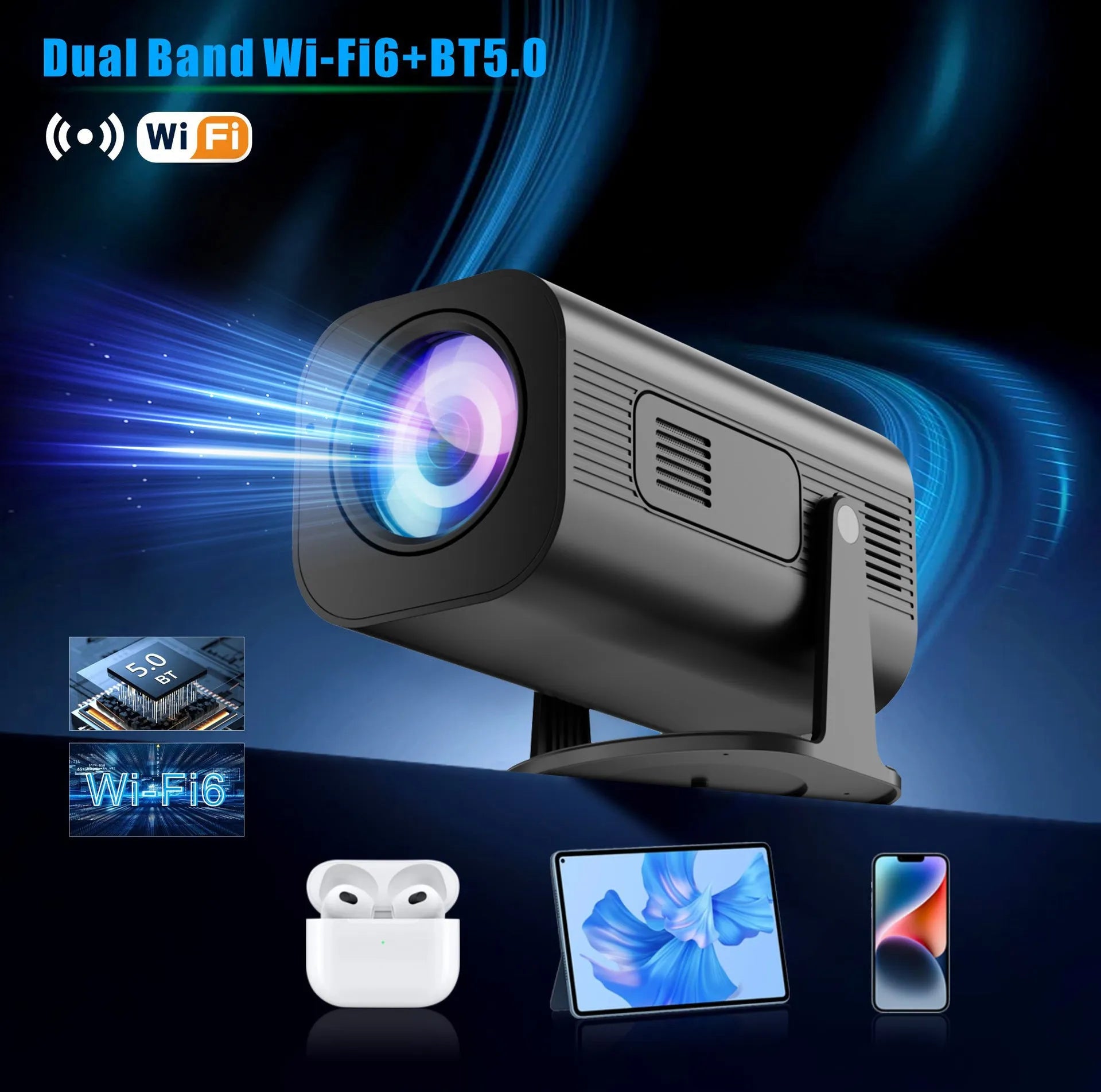 P330 portable mini projector in black or white colour with remote control and HD 1280x720 resolution display