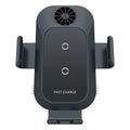 C35 colour car wireless charger phone holder mounted on car air vent, showing automatic clamping arms.