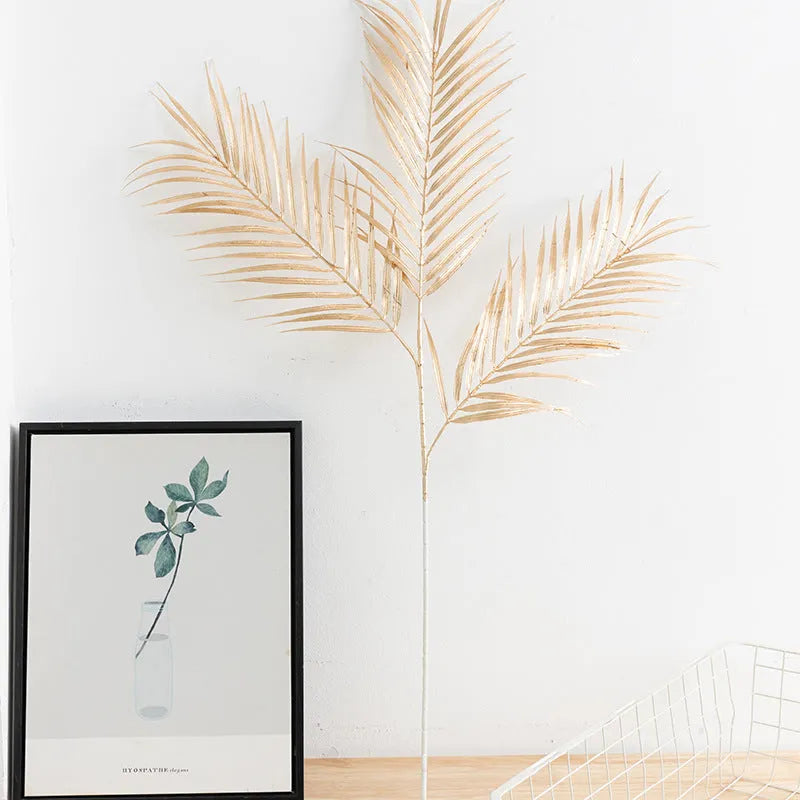 Gold plastic Persian eucalyptus and ginkgo leaf artificial flower arrangement for wedding decor