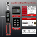 Electronic digital display torque wrench with triple alert system showing sound, light, and vibration warnings