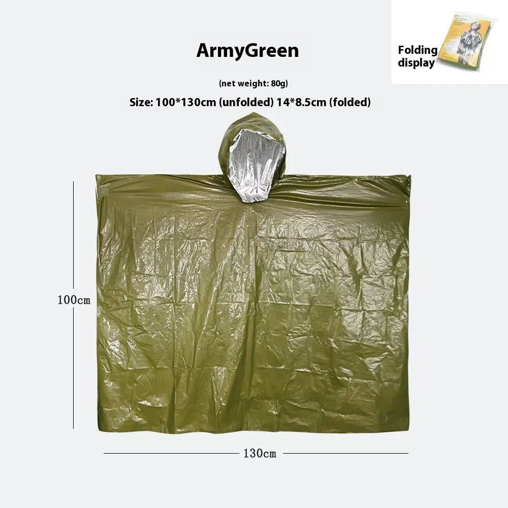 Marathon Wild Cross-country Raincoat in orange or army green, shown with carry pouch