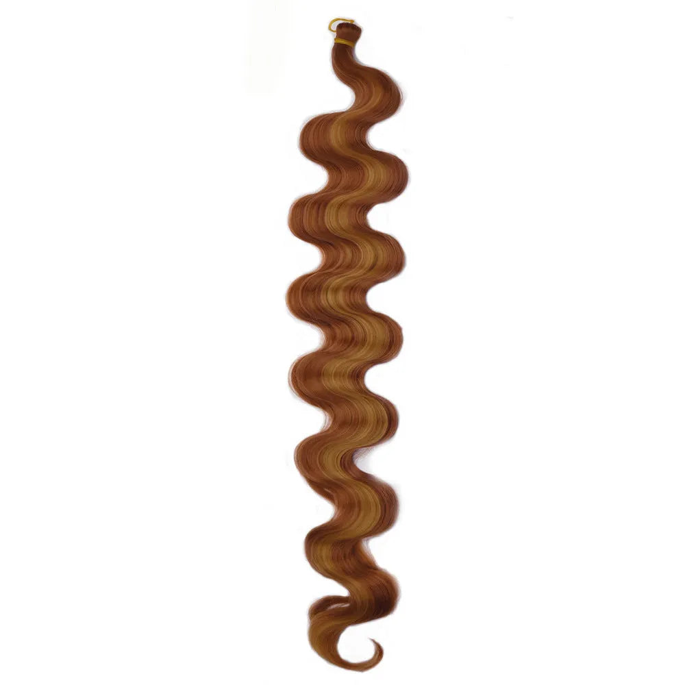 Long wine red synthetic wig with big waves, shown as a 24-inch crochet hair extension.