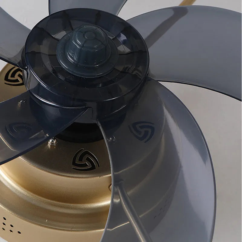 Nordic style ceiling fan lamp with remote control in coffee gold colour, 50cm diameter with LED lights