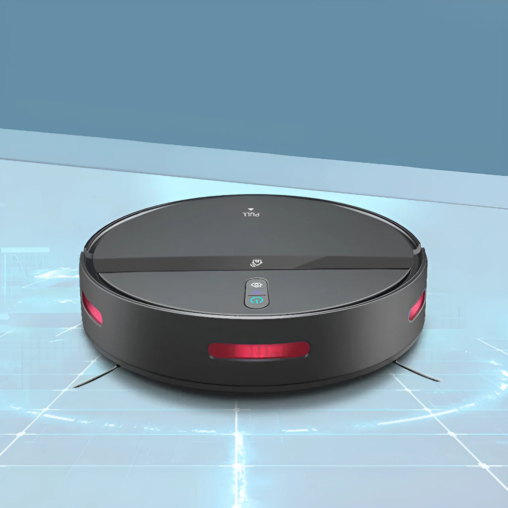 Automatic intelligent sweeping robot in black, 320x320x78mm, with 600ml dust capacity and brushless motor