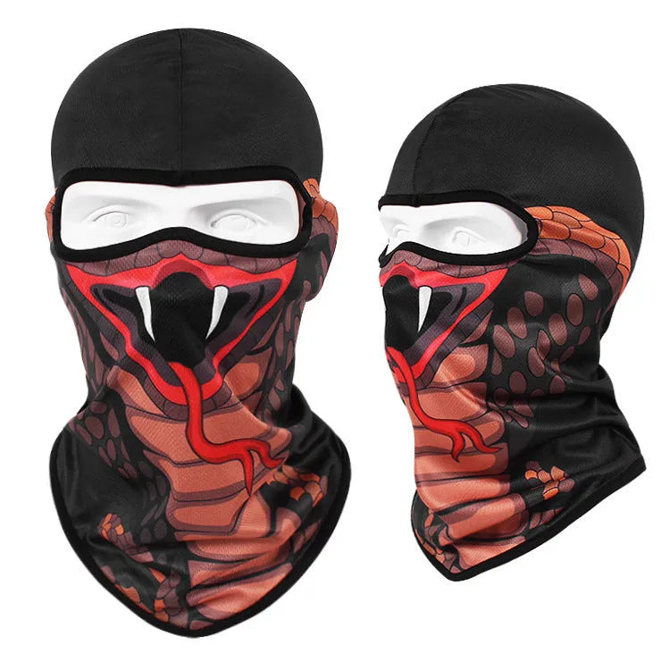 Bakool silk motorcycle skull mask in a skeleton design, sized 36cm by 29cm