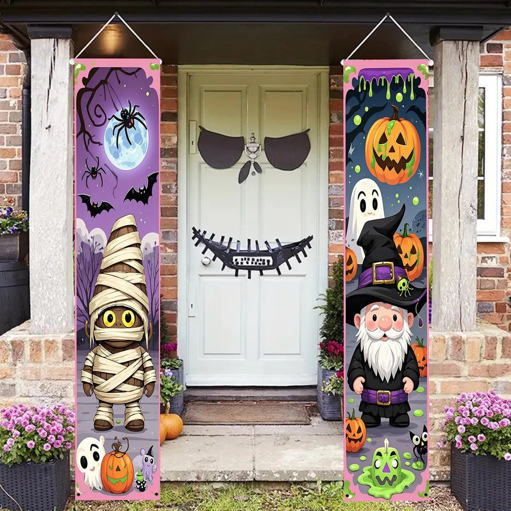 Polyester Halloween couplet banner decoration measuring 30x180cm with hanging flag design
