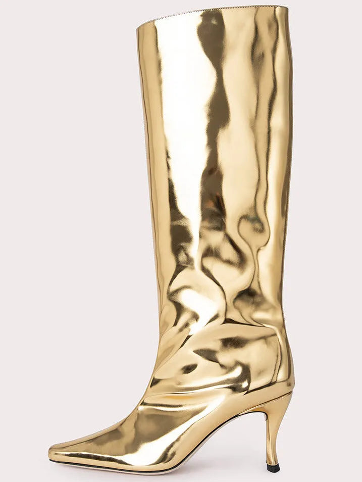 Women's square head cowboy boots in microfiber available in multiple colours including black, grey and patterned options