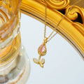 Zircon tulip necklace for women with flower-shaped pendant on adjustable titanium steel chain