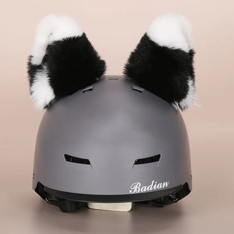 Plush fabric cat helmet hat cover in various cartoon styles for pet dress-up