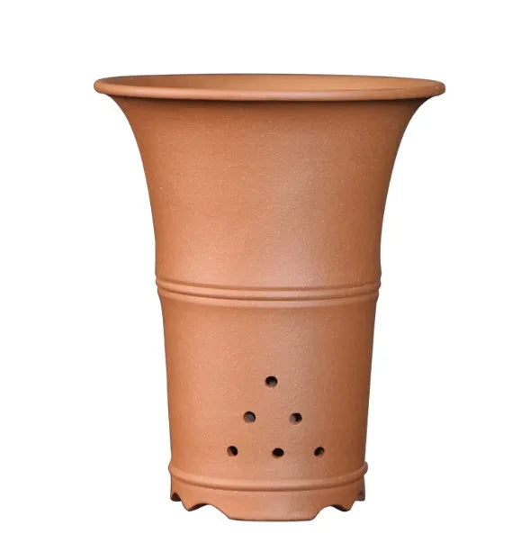 Large-diameter purple clay flower pot in classical ceramic style, available in multiple colours for Clivia and succulents