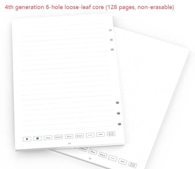 Loose spiral notebook refill pack showing paper core and assorted metal pen refills
