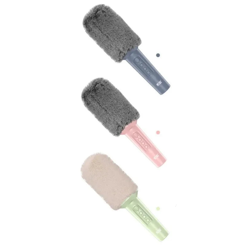 Wireless Bluetooth karaoke microphone in girly pink, sapphire blue, and mint green colour options