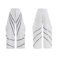 Men's polyester trousers with three-dimensional cutting and metal striped rivet pleated design