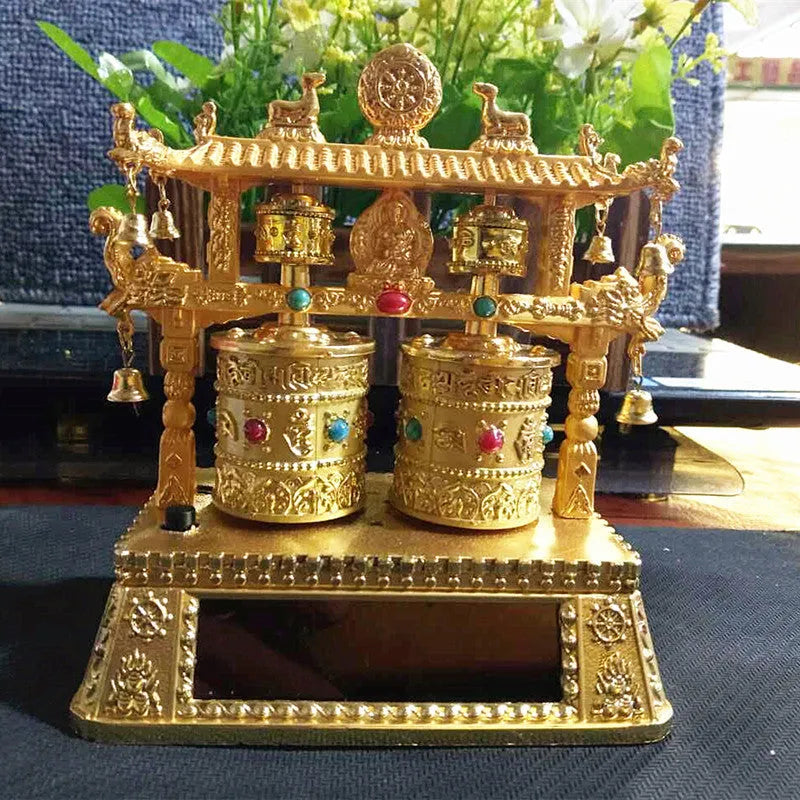Alloy prayer wheel car decoration with Chinese tradition styling and rotary function
