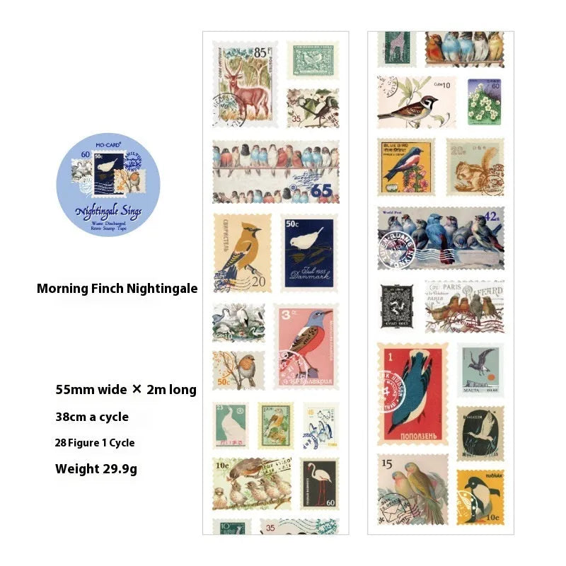 Roll of coated paper journal decoration stickers showing butterfly, forest, bird, and mushroom designs