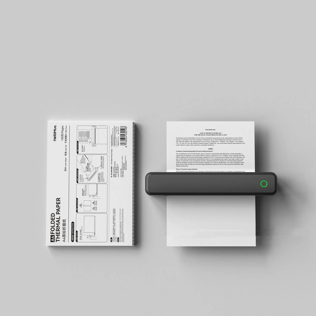 Black and white Bluetooth thermal printer measuring 295mm for mobile and home office printing