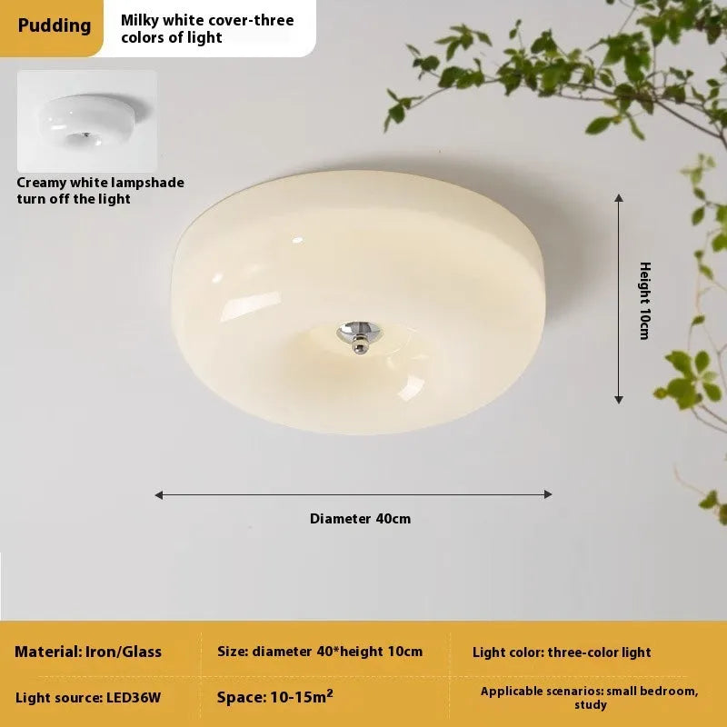 Cream-coloured American-style bedroom ceiling light with three-colour lighting options