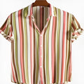Men's digital print short sleeve shirt in patterned polyester fabric for summer wear