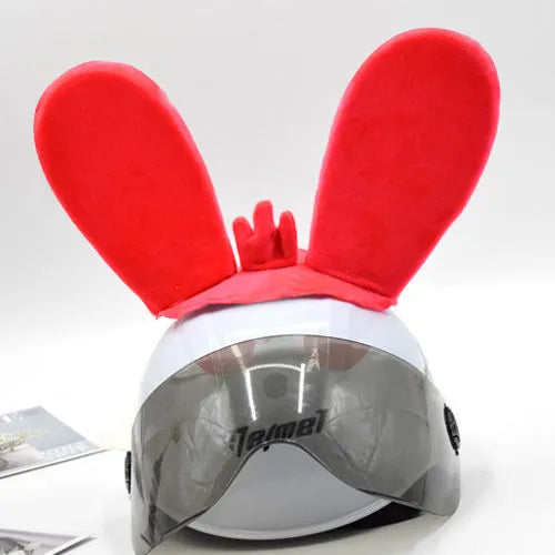 Rabbit Glow Ears helmet ornament with Velcro bottom in multiple colour options including blue, yellow, red, and purple.