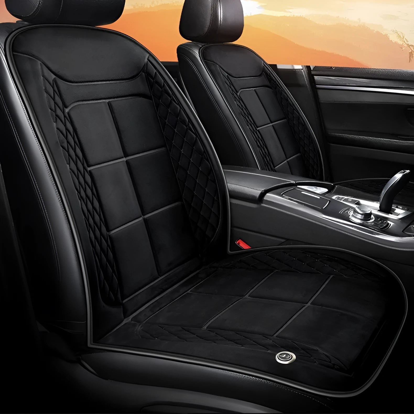 Automatic heating car seat cushion in beige, black or coffee colours for single or double vehicle seats