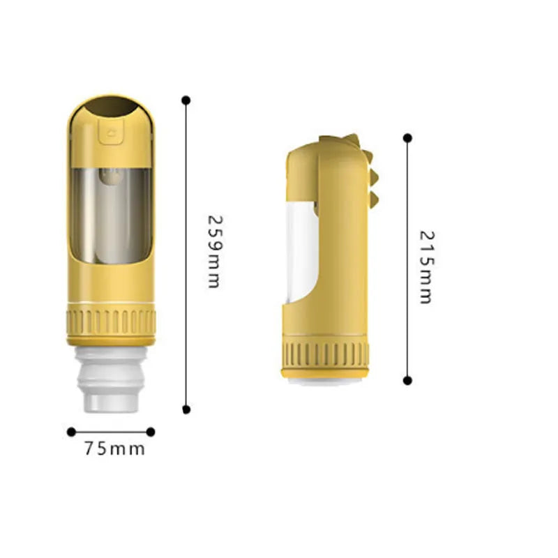 Portable dog water bottle with built-in bowl for travel and walks